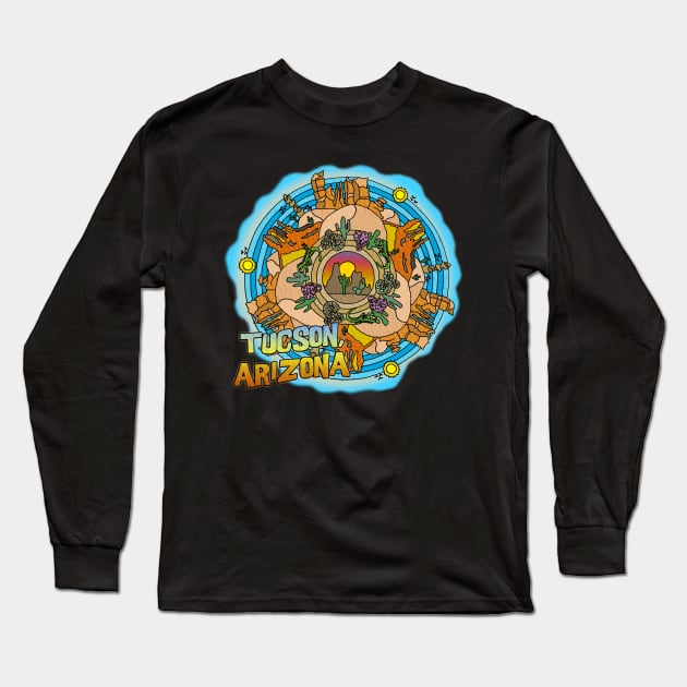 Tucson, Arizona Desert Southwest Themed Mandala Long Sleeve T-Shirt by gorff